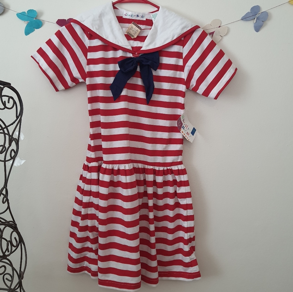 🌿 Vintage Nautical Christie Brooks Sailor Dress